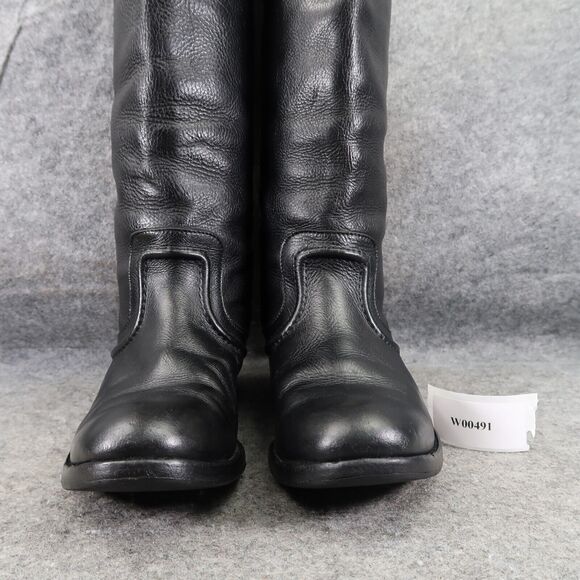 Frye Boots Women 6 Melissa Trapunto Riding Leather Pull On Classic Fashion Black - Picture 4 of 16